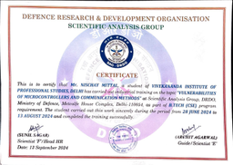 Embedded systems Research Intern at Defence Research and Development Organisation (DRDO) - thumbnail 1